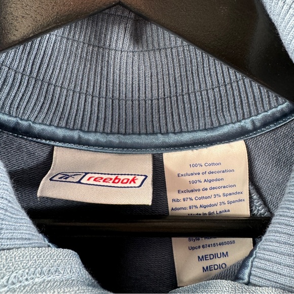 Reebok Vintage Blue Zip Up Jacket 100% Cotton Size Medium - Picture 4 of 7